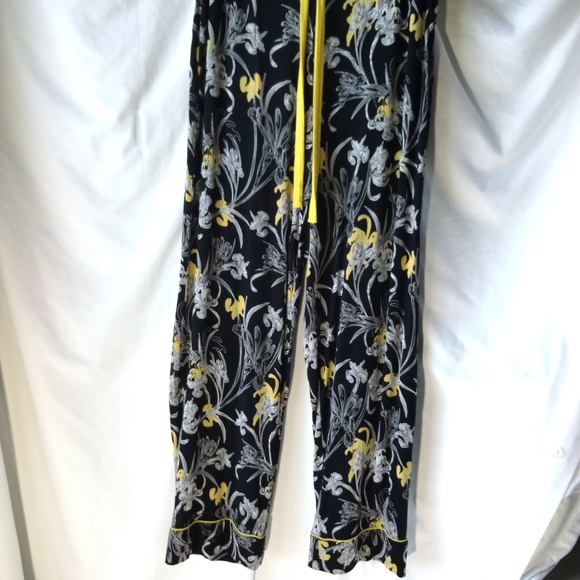 Soma Pants - Soma Black and Yellow Floral Wide Leg confort pijama Pants